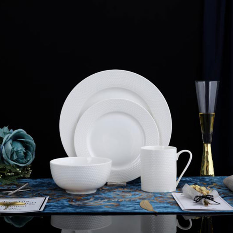 New Bone China In-glaze Plain White Dinnerware Set